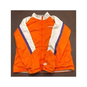 Clemson Tigers Full Zip Jacket Women's XL Orange White Purple Lined Windbreaker